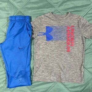 Nike Kids Blue Sweatpants and UA tee